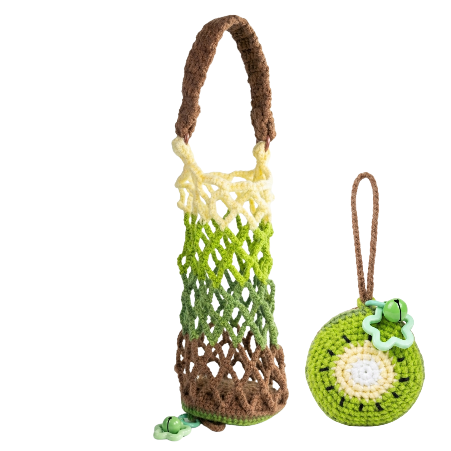 Crochet Bottle Carrier - Expandable Mesh Drink Holder with Star Clasp, Eco-Friendly Cup Sleeve for Travel