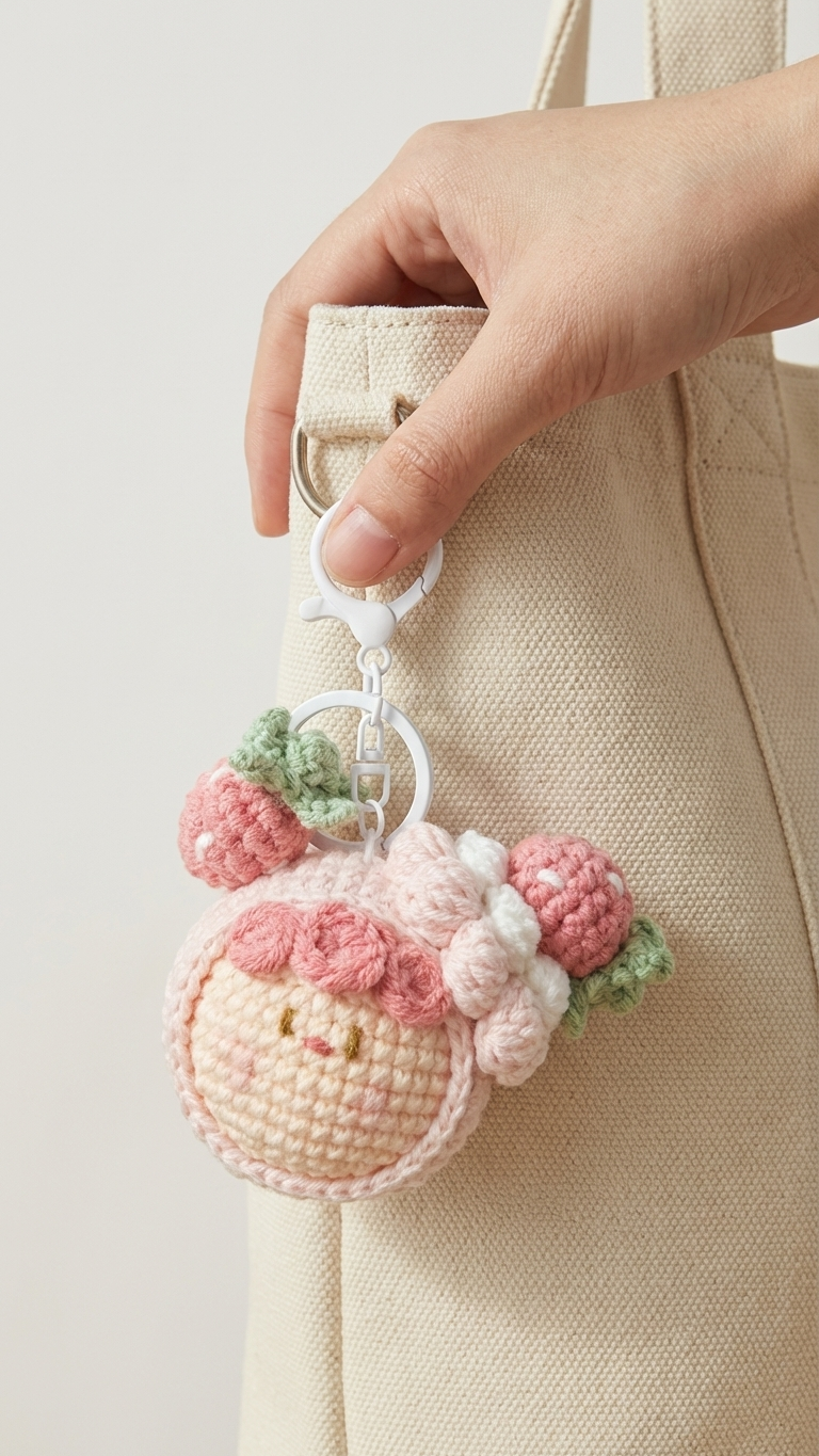 Cookie Strawberry Keychain
