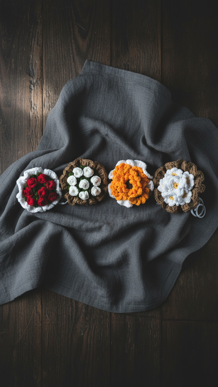 Crochet Mini Flower Bouquet Keychain