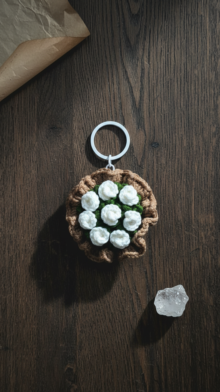 Crochet Mini Flower Bouquet Keychain