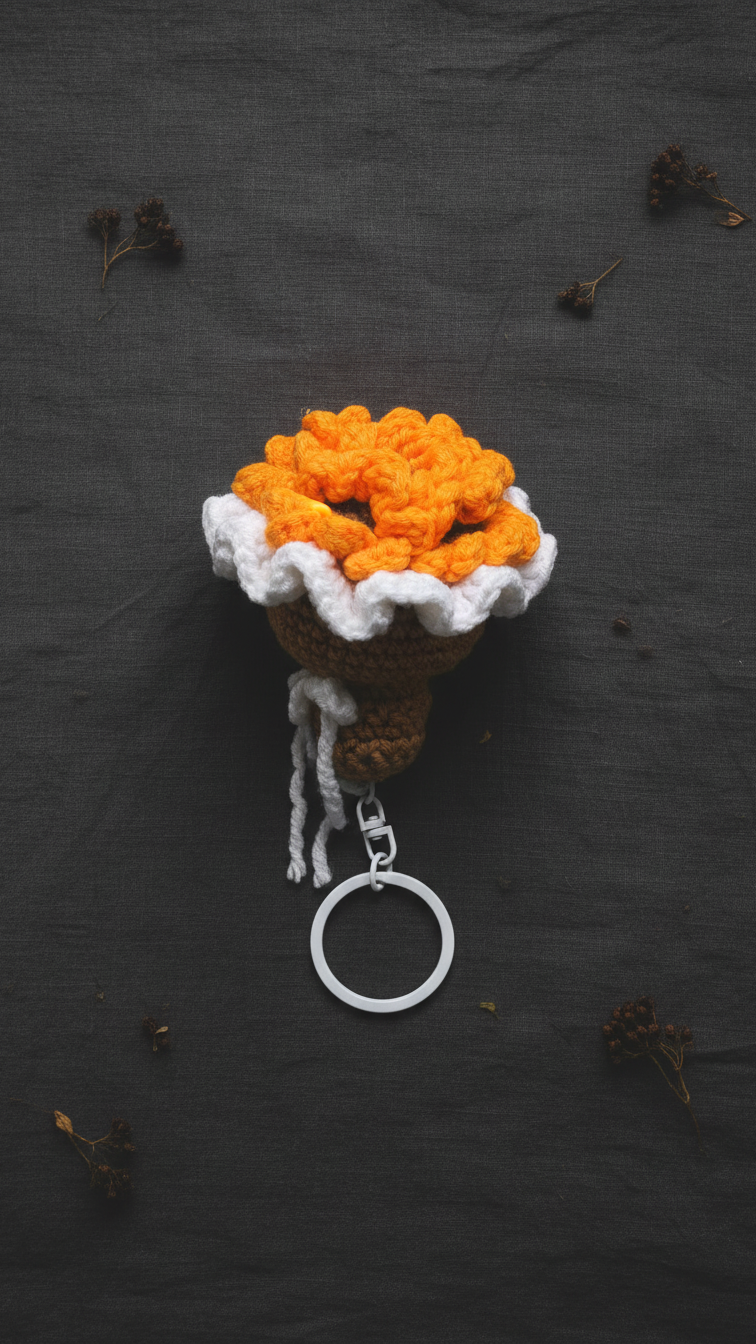 Crochet Mini Flower Bouquet Keychain