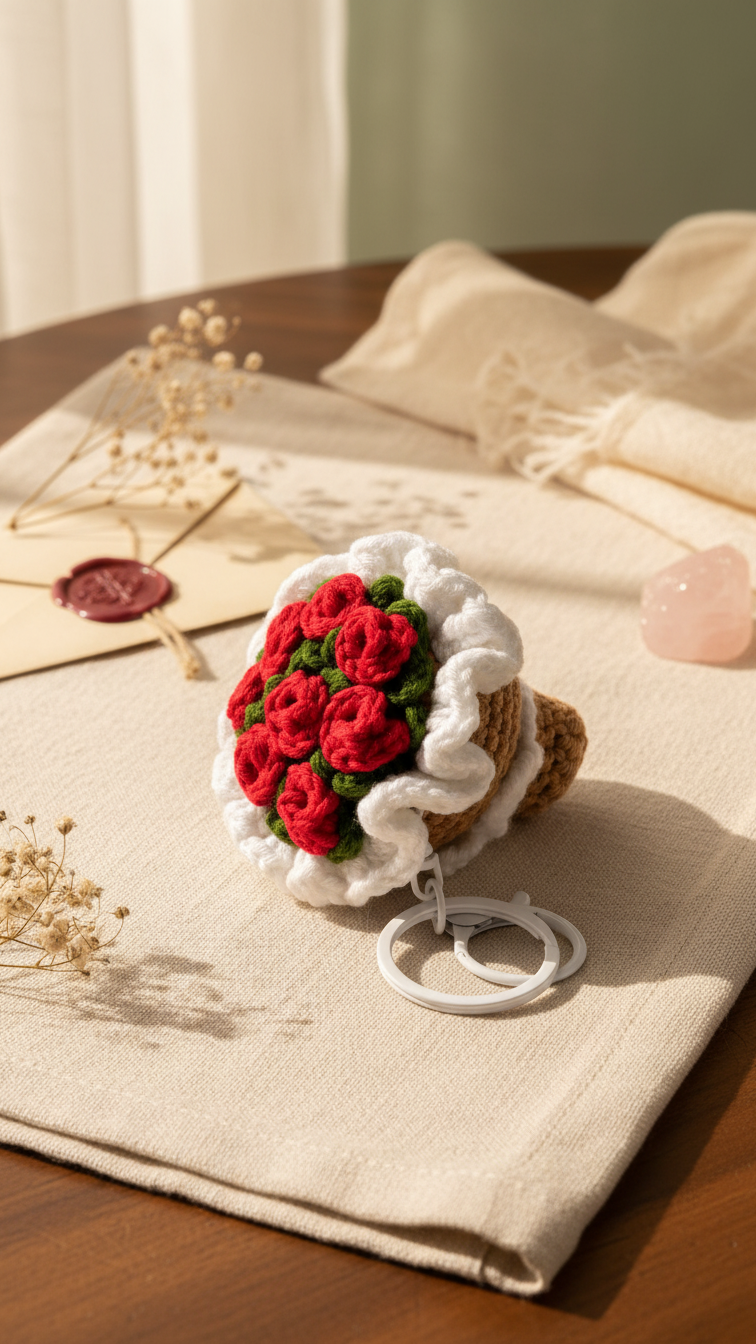Crochet Mini Flower Bouquet Keychain
